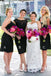 Mismatched Black Lace Short Custom Bridesmaid Dresses , BN1206