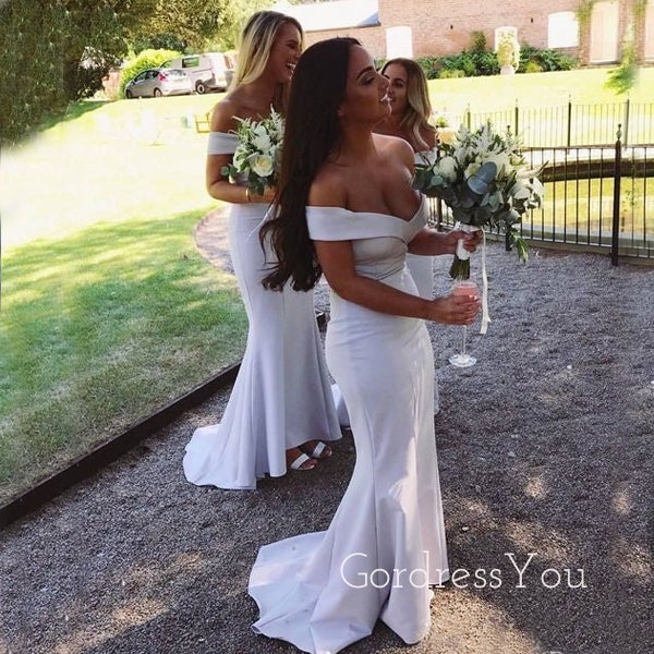 Off Shoulder Mermaid Long Custom Bridesmaid Dresses , BN1207