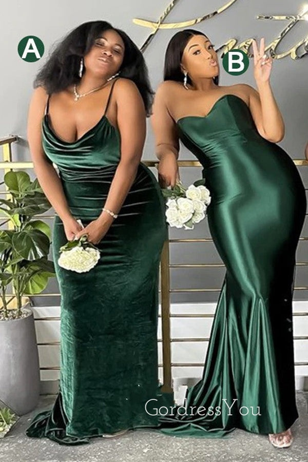 Simple Mismatched Dark Green Long Custom Bridesmaid Dresses , BN1209