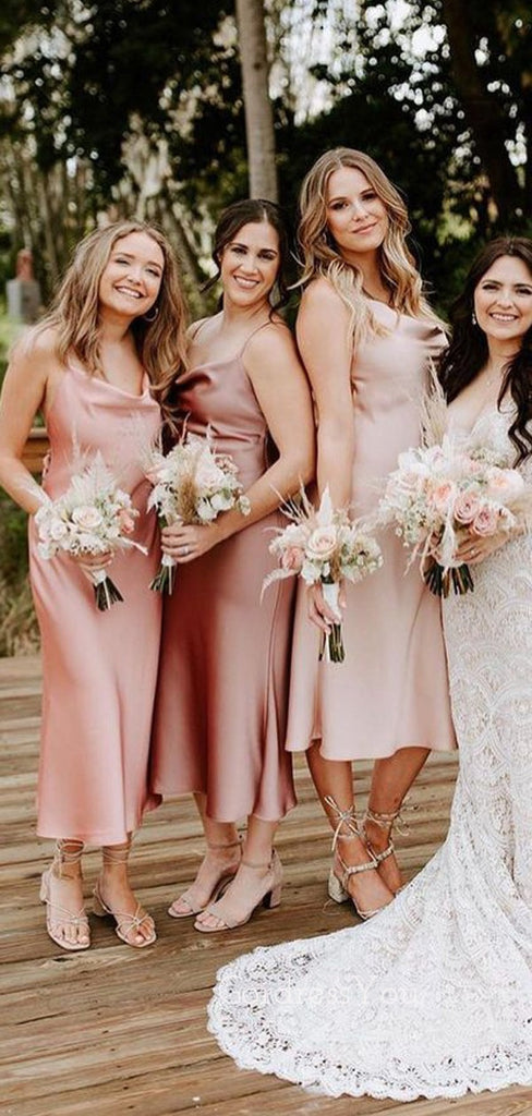 Simple Spaghetti Straps Short Custom Bridesmaid Dresses , BN1212