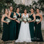 Mismatched Dark Green Long Side Slit Custom Bridesmaid Dresses , BN1222