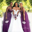 A-line Spaghetti Straps Purple Tulle Long Custom Bridesmaid Dresses , BN1224