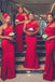 One Shoulder Red Long Mermaid Custom Bridesmaid Dresses , BN1235