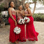 Mermaid Appliques Red Long Custom Bridesmaid Dresses , BN1238