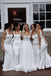 White Satin Mermaid Long Spaghetti Straps Custom Bridesmaid Dresses , BN1243