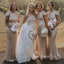 Simple Gold Sequins Mermaid Long Backless Custom Bridesmaid Dresses , BN1256