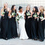 Black Chiffon Halter A-line Long V-neck Custom Bridesmaid Dresses , BN1257