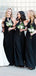 Black Chiffon Halter A-line Long V-neck Custom Bridesmaid Dresses , BN1257