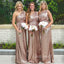 Simple One Shoulder Sequins A-line Long Custom Bridesmaid Dresses , BN1258