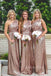 Simple One Shoulder Sequins A-line Long Custom Bridesmaid Dresses , BN1258