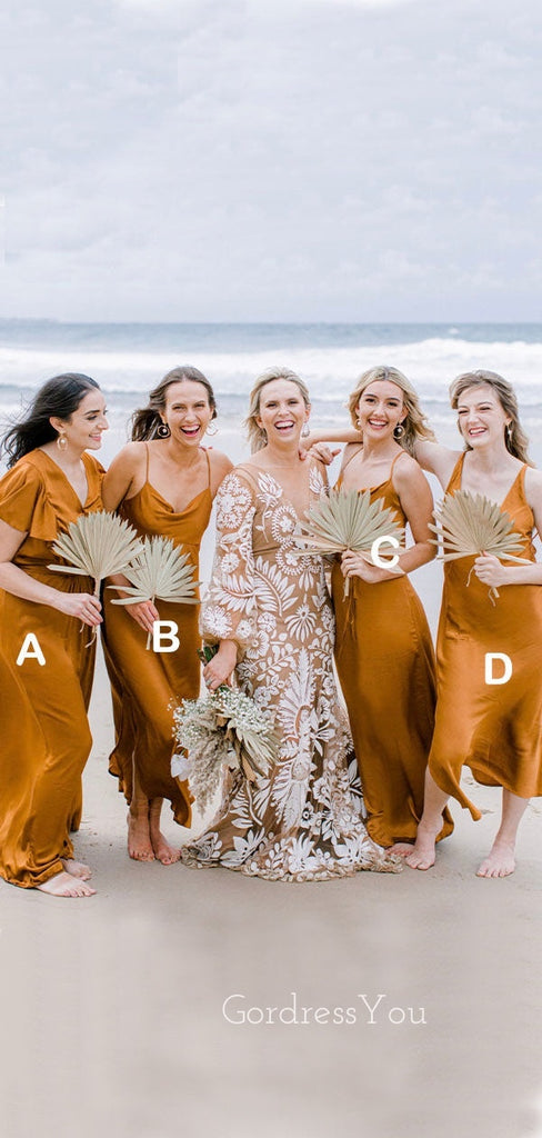 Mismatched V-neck Long Custom Bridesmaid Dresses , BN1273