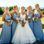 A-line Dusty Chiffon Spaghetti Straps Long Custom Bridesmaid Dresses , BN1279