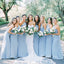 Dusty Blue Chiffon Halter Long Custom Bridesmaid Dresses , BN1280