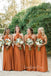 A-line Burnt Orange Halter Long Custom Bridesmaid Dresses , BN1284