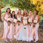 A-line Pink Spaghetti Straps Long Custom Bridesmaid Dresses , BN1285