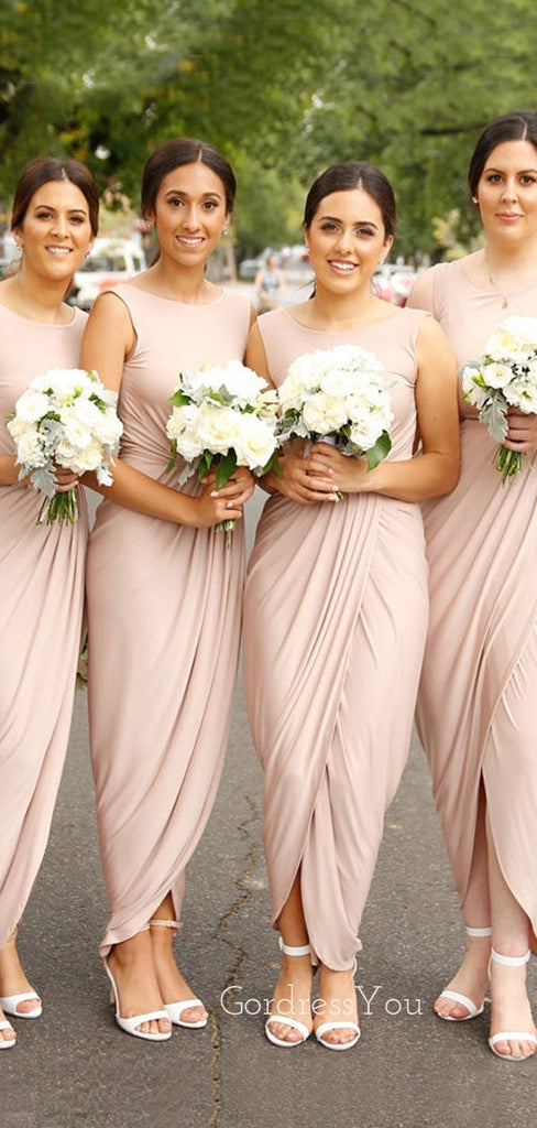 Simple Mermaid Chiffon Long Custom Bridesmaid Dresses , BN1291