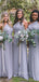 Simple One Shoulder Grey Chiffon A-line Long Custom Bridesmaid Dresses , BN1302