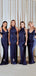 Mismatched Navy Blue Satin Long Custom Bridesmaid Dresses , BN1305