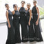 Sexy Halter Black Long Mermaid Custom Bridesmaid Dresses , BN1312