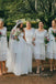 White Lace Half Sleeves Short Custom Bridesmaid Dresses , BN1313