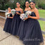 A-line Spaghetti Straps Tulle Long Custom Bridesmaid Dresses , BN1319