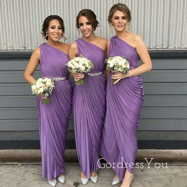 One Shoulder Side Slit Beaded Long Custom Bridesmaid Dresses , BN1320