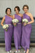 One Shoulder Side Slit Beaded Long Custom Bridesmaid Dresses , BN1320