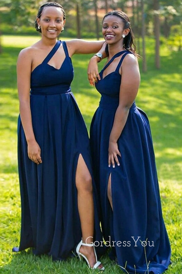 One Shoulder A-line Long Custom Bridesmaid Dresses , BN1324