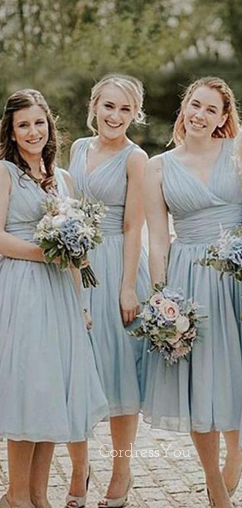 A-line Chiffon V-neck Long Custom Bridesmaid Dresses , BN1328