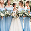 Off Shoulder Blue Long Mermaid Custom Bridesmaid Dresses , BN1329