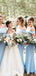 Off Shoulder Blue Long Mermaid Custom Bridesmaid Dresses , BN1329