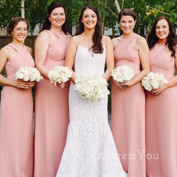 Halter Simple Long Custom Bridesmaid Dresses , BN1332