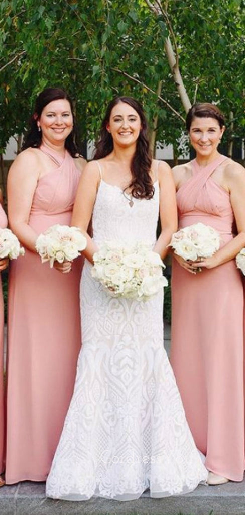 Halter Simple Long Custom Bridesmaid Dresses , BN1332