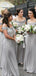 Off Shoulder Gredy Spaghetti Straps Long Custom Bridesmaid Dresses , BN1333