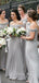 Off Shoulder Gredy Spaghetti Straps Long Custom Bridesmaid Dresses , BN1333