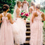 A-line Pink Tulle Long Custom Bridesmaid Dresses , BN1337