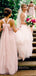 A-line Pink Tulle Long Custom Bridesmaid Dresses , BN1337