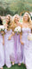 A-line Lilac Chiffon Strapless Long Custom Bridesmaid Dresses , BN1342