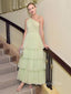 One Shoulder Tulle A-line Long Evening Prom Dresses, Custom Prom Dress, GR0033