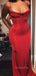 Morden Spaghetti Straps Red Mermaid Long Evening Prom Dresses, Custom Prom Dress, GR0041