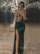 Dark Green Satin Mermaid Sweet Heart Long Evening Prom Dresses, Custom Prom Dress, GR0042