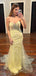 Sweet Heart Yellow Tulle Appliques Mermaid Strapless Long Evening Prom Dresses, Custom Prom Dress, GR0044