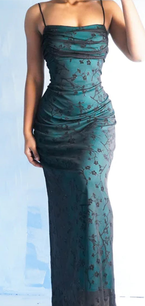 Mermaid Black/Blue Spaghetti Straps Long Evening Prom Dresses, Custom Prom Dress, GR0065