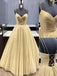 Formal A-line Gold Tulle Sparkly  Long Evening Prom Dresses, Custom Spaghetti Straps Prom Dress, GR0078