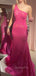 Hot Pink Sequins Mermaid One Shoulder Long Evening Prom Dresses, Custom Prom Dress, GR0080