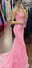 Mermaid Pink Tulle appliques Long Evening Prom Dresses, Custom Prom Dress, GR0092