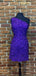 Simple One Shoulder Royal Blue Sequins Short Homecoming Dresses, HM1046