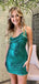 Simple Spaghetti Straps Green Sequins Short backless Homecoming Dresses, HM1049