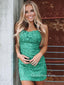 Spaghetti Straps Green Appliques Backless Short Homecoming Dresses, HM1050