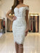 Off Shoulder Appliques Short Mermaid Homecoming Dresses, HM1058